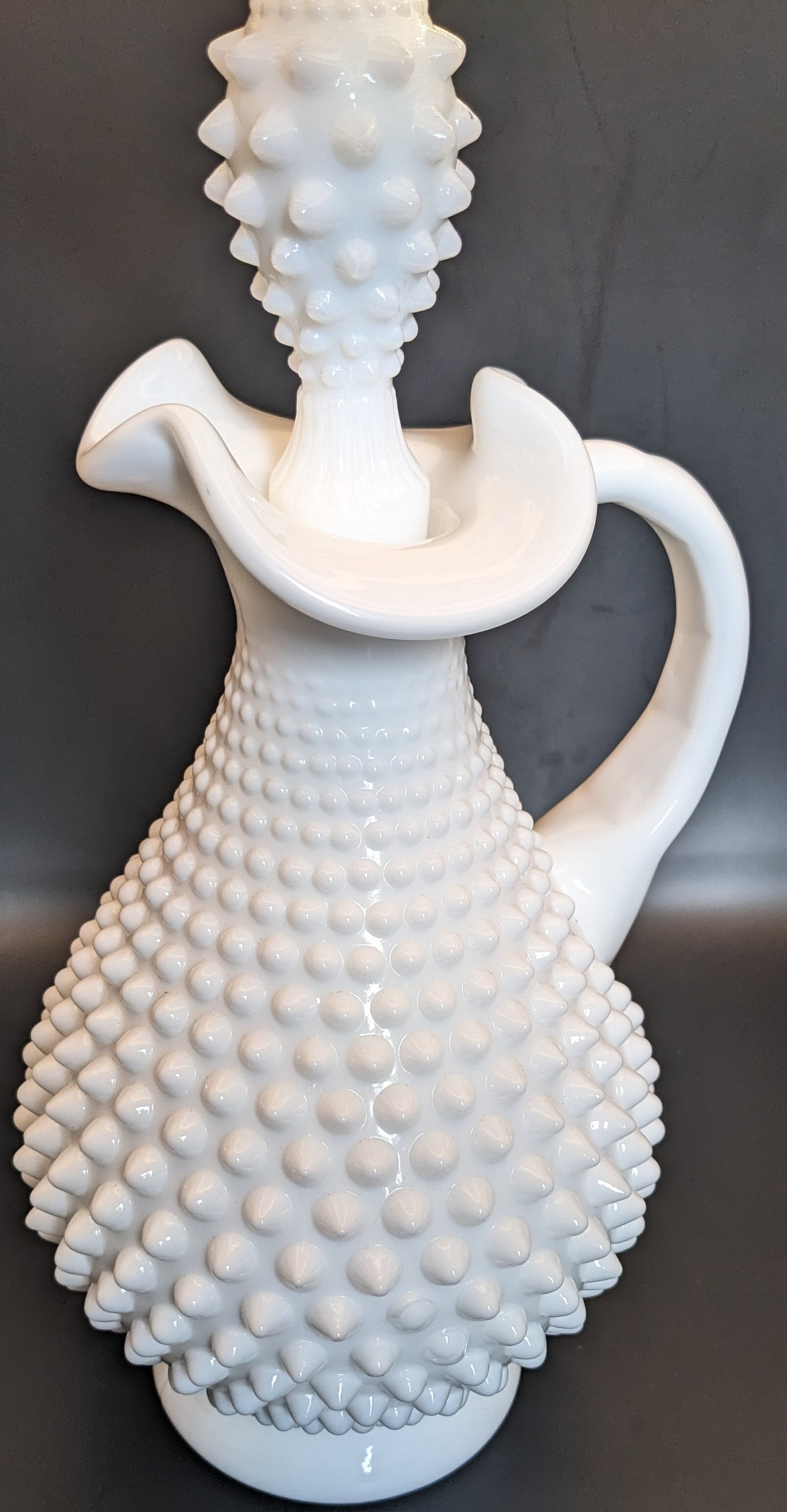 Vintage Fenton 13" White Hobnail Wine Decanter