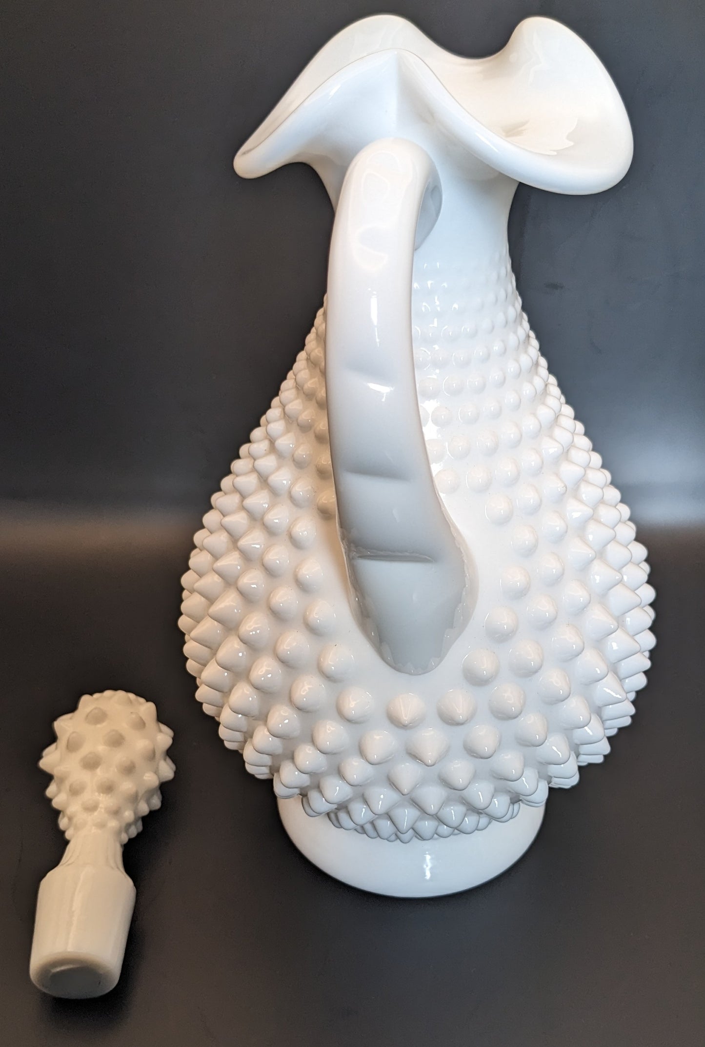 Vintage Fenton 13" White Hobnail Wine Decanter