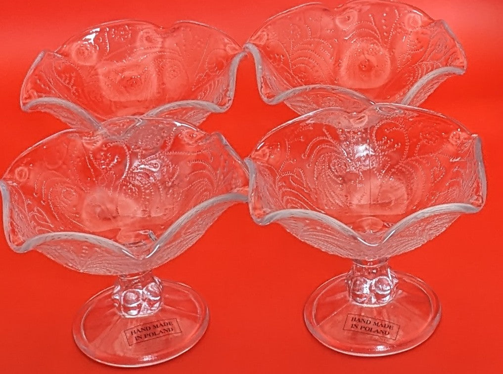 Set of 4 Vintage Crystal Ice Cream Sherbet Bowls