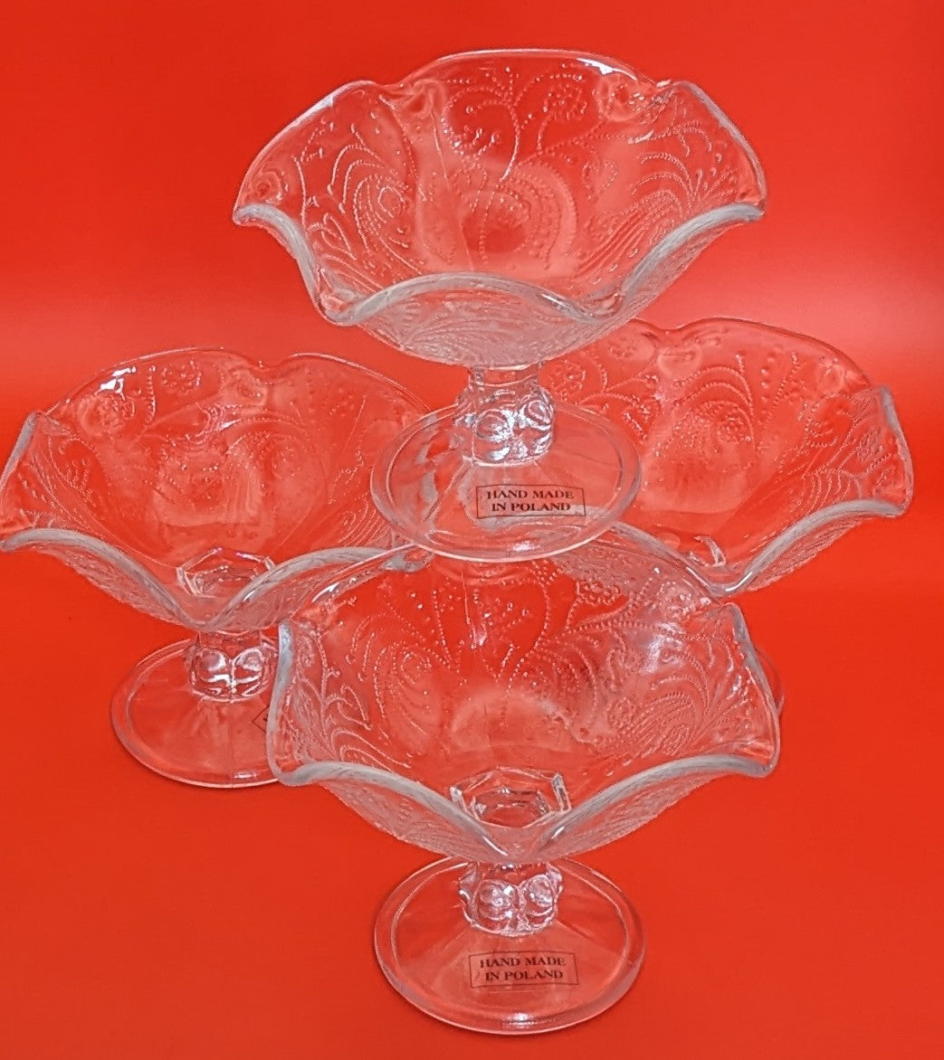 Set of 4 Vintage Crystal Ice Cream Sherbet Bowls
