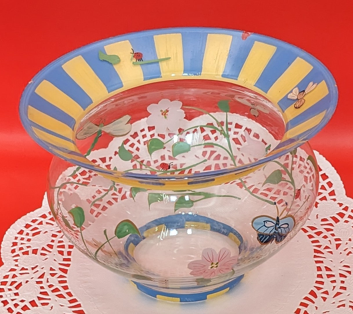 Vintage Lenox Hand-painted Butterfly Meadow Floral Vase