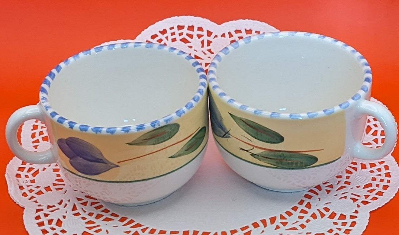 Set of two Maxam Mediterranean Coffee Mugs / Soup Mugs