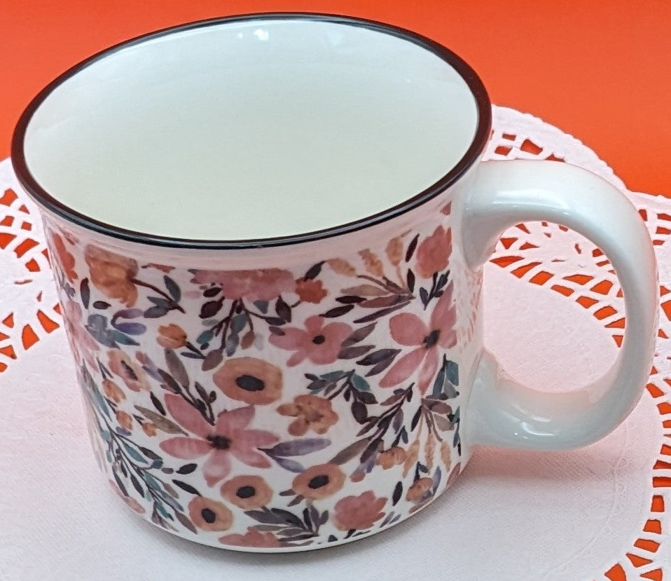Orly Maison Hand Painted Pink Ponsies Coffee/Tea Mug