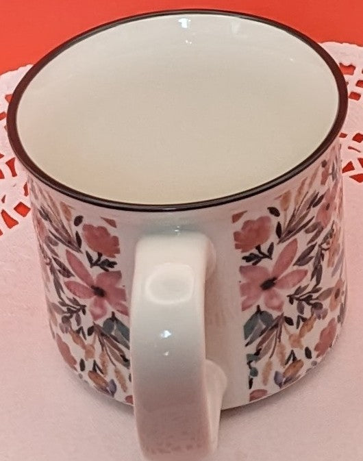 Orly Maison Hand Painted Pink Ponsies Coffee/Tea Mug