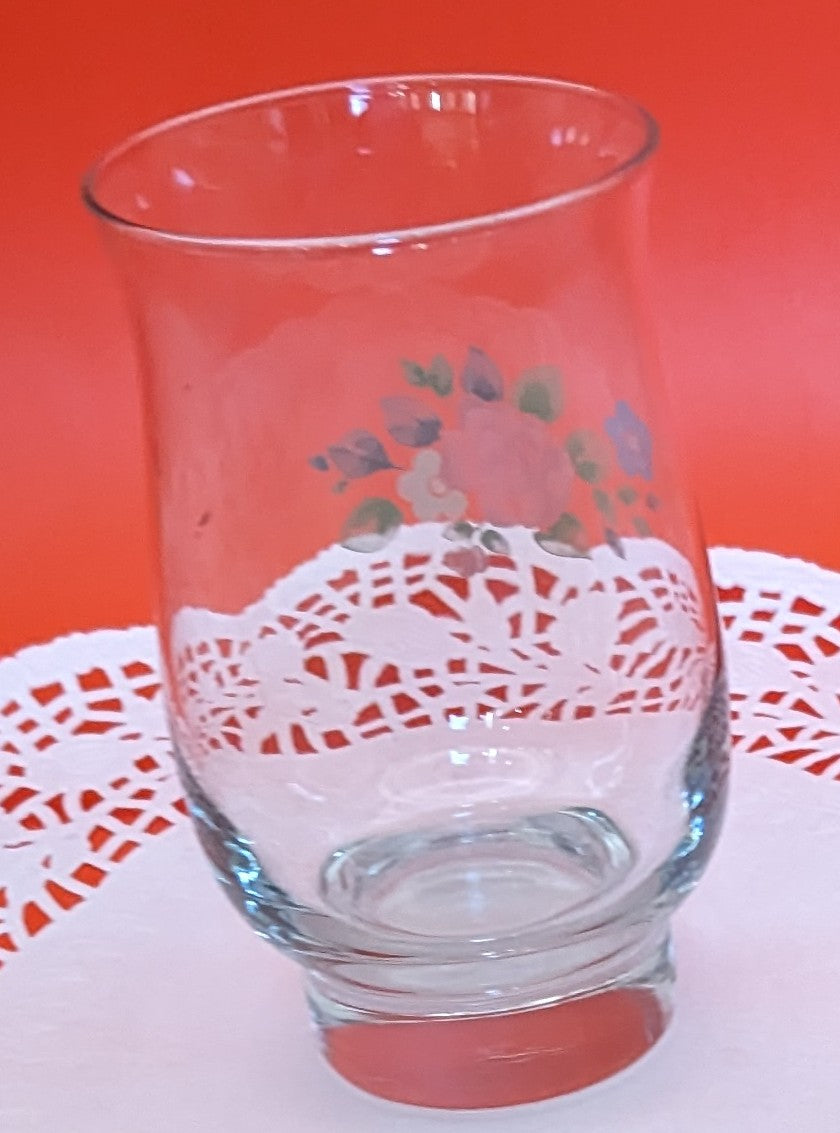 Set of 4 Libbey Pfaltzgraff Tea Rose Tumblers / Water Glasses