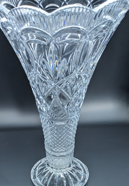 Extra Large Vintage unbranded 14" Lead Crystal Flower Vase