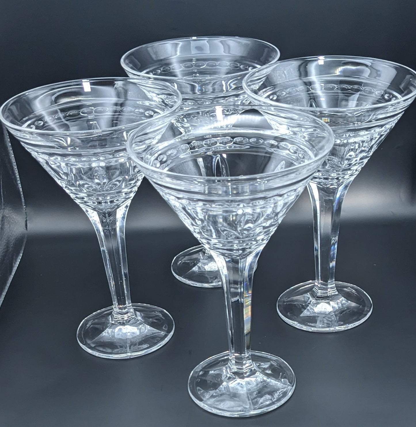 Set of 4 Bohemia Crystal Czech Republic Martini/ Champagne Glasses