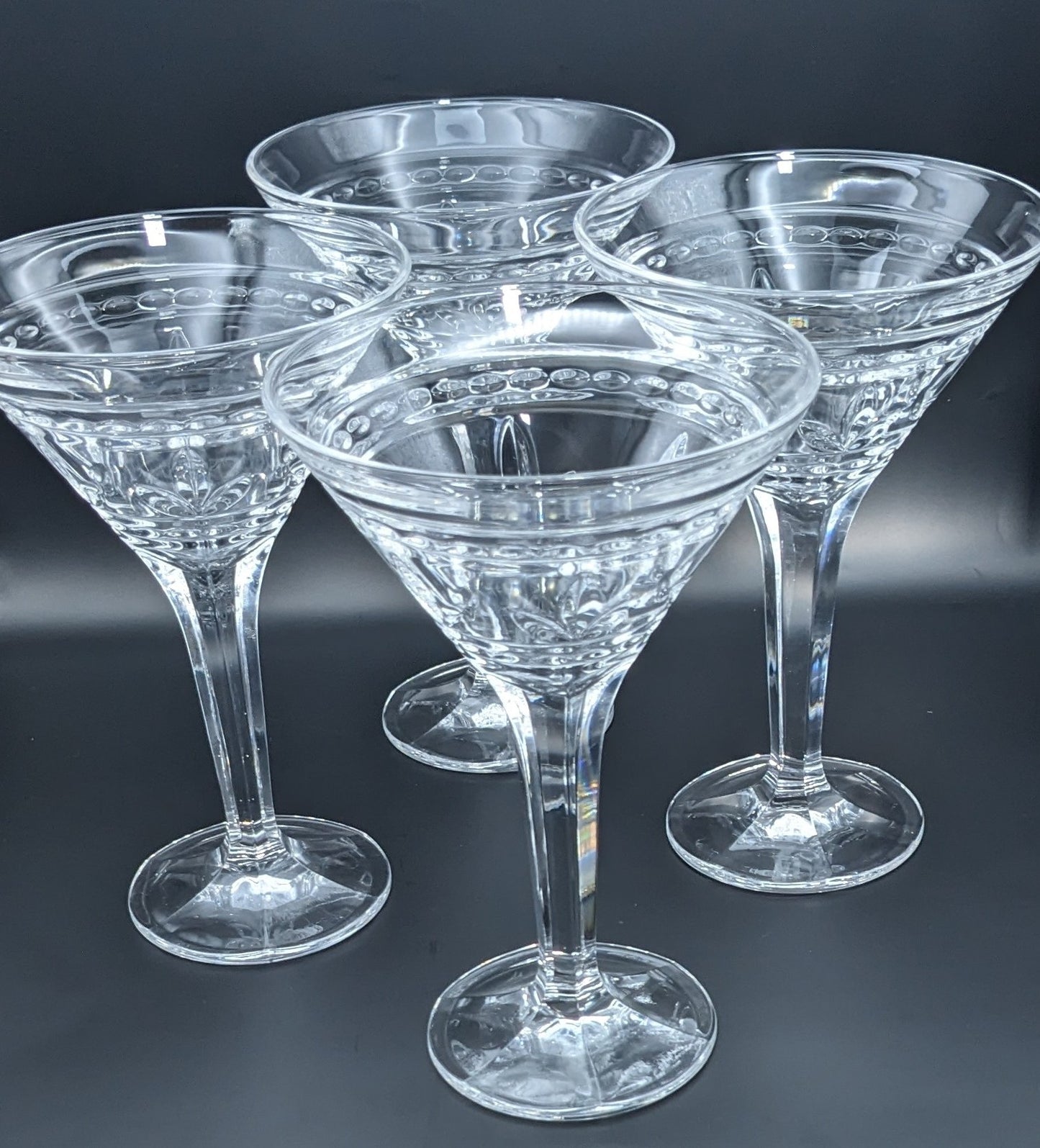 Set of 4 Bohemia Crystal Czech Republic Martini/ Champagne Glasses