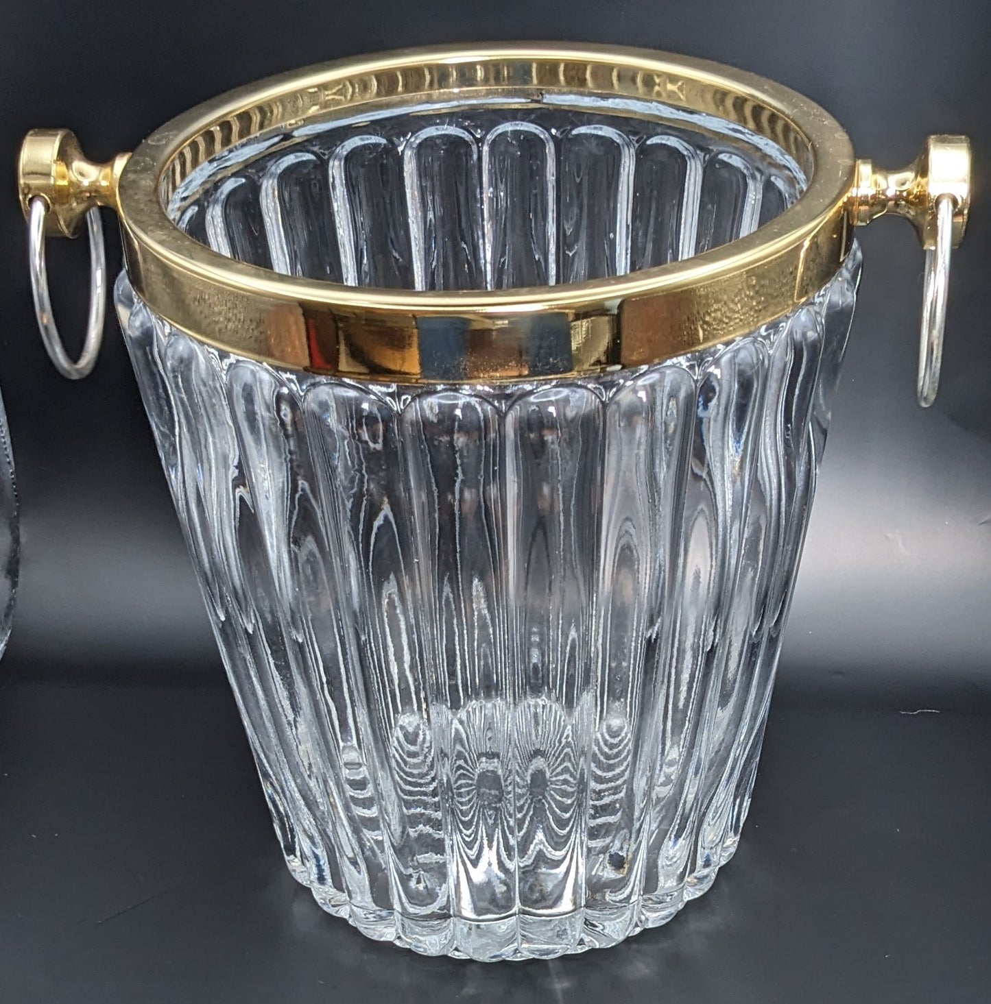 Vintage Large Ribbed Glass Ice Bucket/ Champagne Bucket