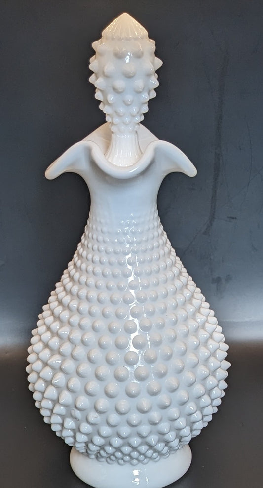 Vintage Fenton 13" White Hobnail Wine Decanter