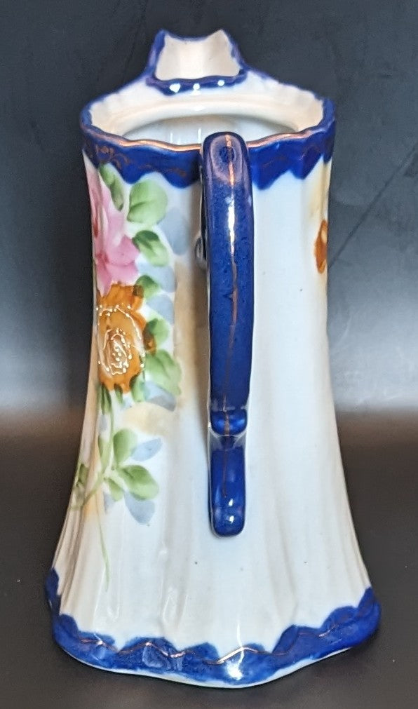 Antique Royal Nippon Hand-Painted Cobalt Blue Pitcher, Flower Vase