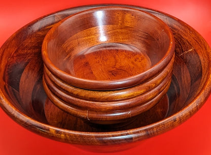 Brown Hardwood / Wooden Salad Bowl Set