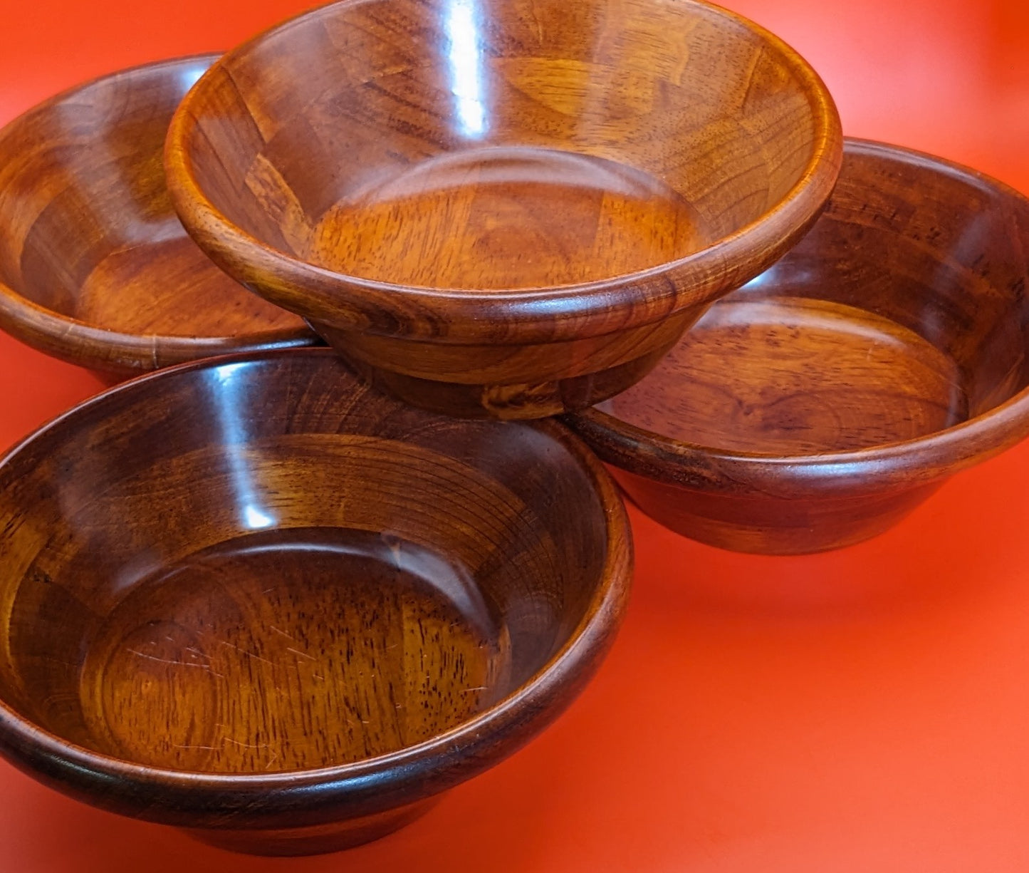 Brown Hardwood / Wooden Salad Bowl Set