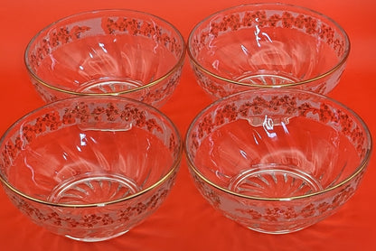 Set of 4 Vintage Pink Libby Duchess Bowls/Dessert Bowls