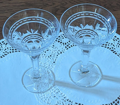 Set of 4 Bohemia Crystal Czech Republic Martini/ Champagne Glasses