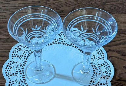 Set of 4 Bohemia Crystal Czech Republic Martini/ Champagne Glasses