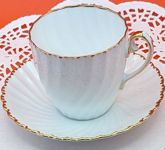 Vintage Gladstone Bone China Old Grecian Flute, Cup & Saucer Set.