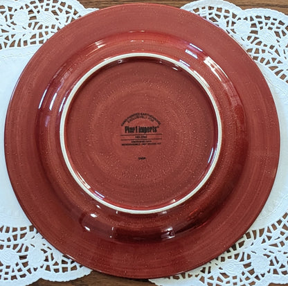 Pier 1 Helena Pattern Floral Burgandy, Yellow 10.75" Dinner Plate