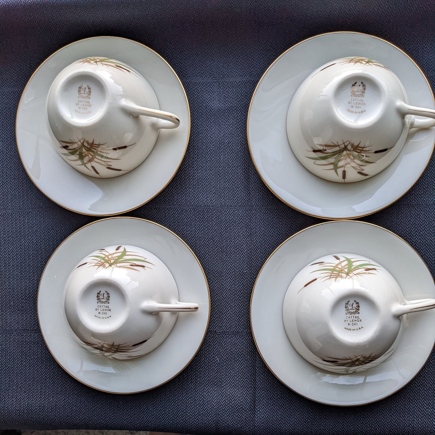 Lennox China Cattail Coupe Tea Cups Set/ Set of 4