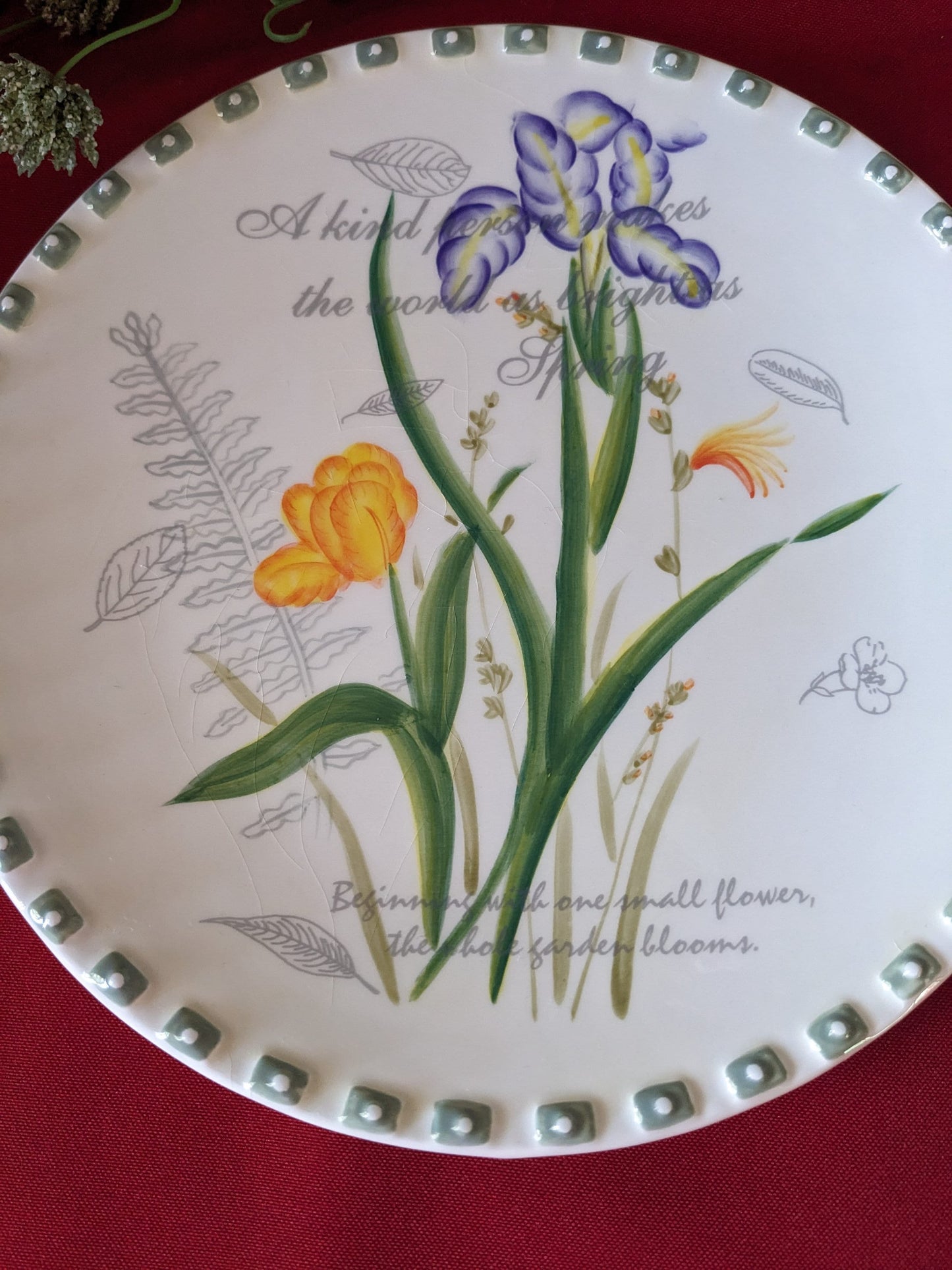 Ceramica Due Torria Hand painted Flowers, Salad Dessert 8" Plate