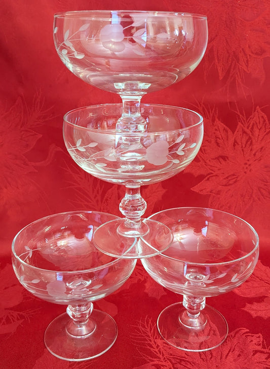 Princess House 4pc Crystal Heritage Footed Dessert Glasses
