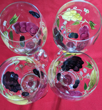 Lot of 4 Hand Painted Flute Champagne Glasses