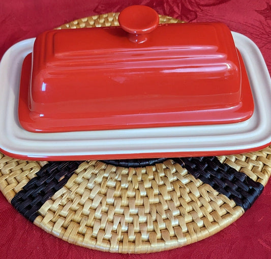 Red LE-Creuset French Butter Dish With Lid