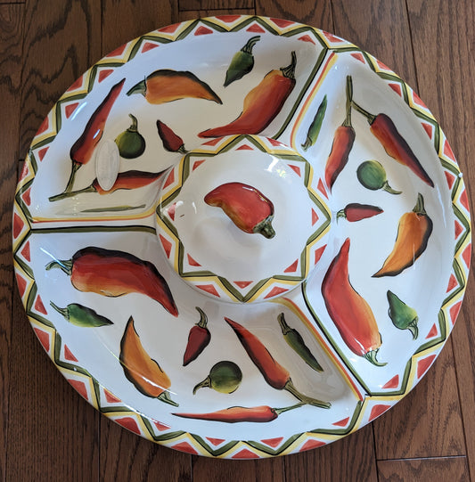 Clay Art Santa Fe Round Covered Dip Platter/Dip Tray